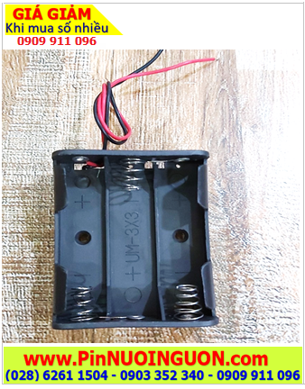 HỘP ĐẾ 3 PIN AA, HỘP ĐẾ Pin AA (Hộp đế chứa 3 pin AA 1.5v tạo thành bộ pin 4.5V) có sẳn dây điện đỏ đen